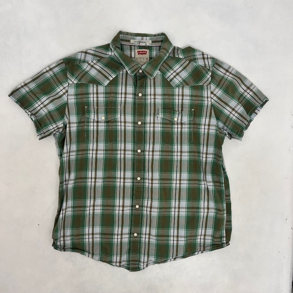 Levi’s Mens Size 2XL Button Down Shirt Multicolor Modern Fit Plaid Western Snap